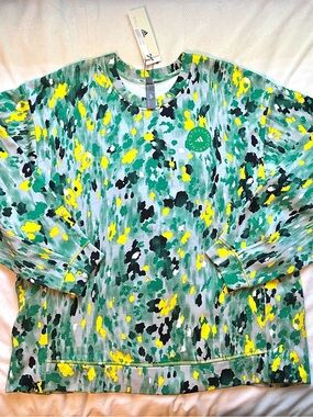 ADIDAS x STELLA MCCARTNEY Womens Crew Neck Sweatshirt green yellow 2X plus NWT